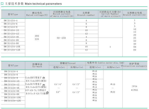 BM(D)G54-系列防爆動(dòng)力配電箱